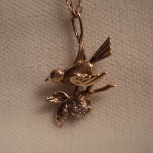 10K Gold Bird with Diamond Necklace